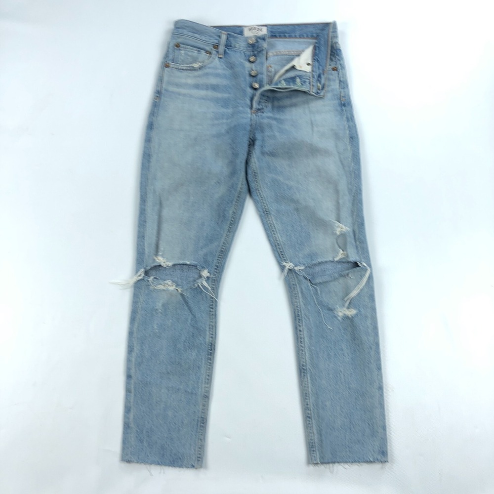Agolde Jamie Jeans Womens Size 26 Button Fly Cut Off Denim Pants Distressed